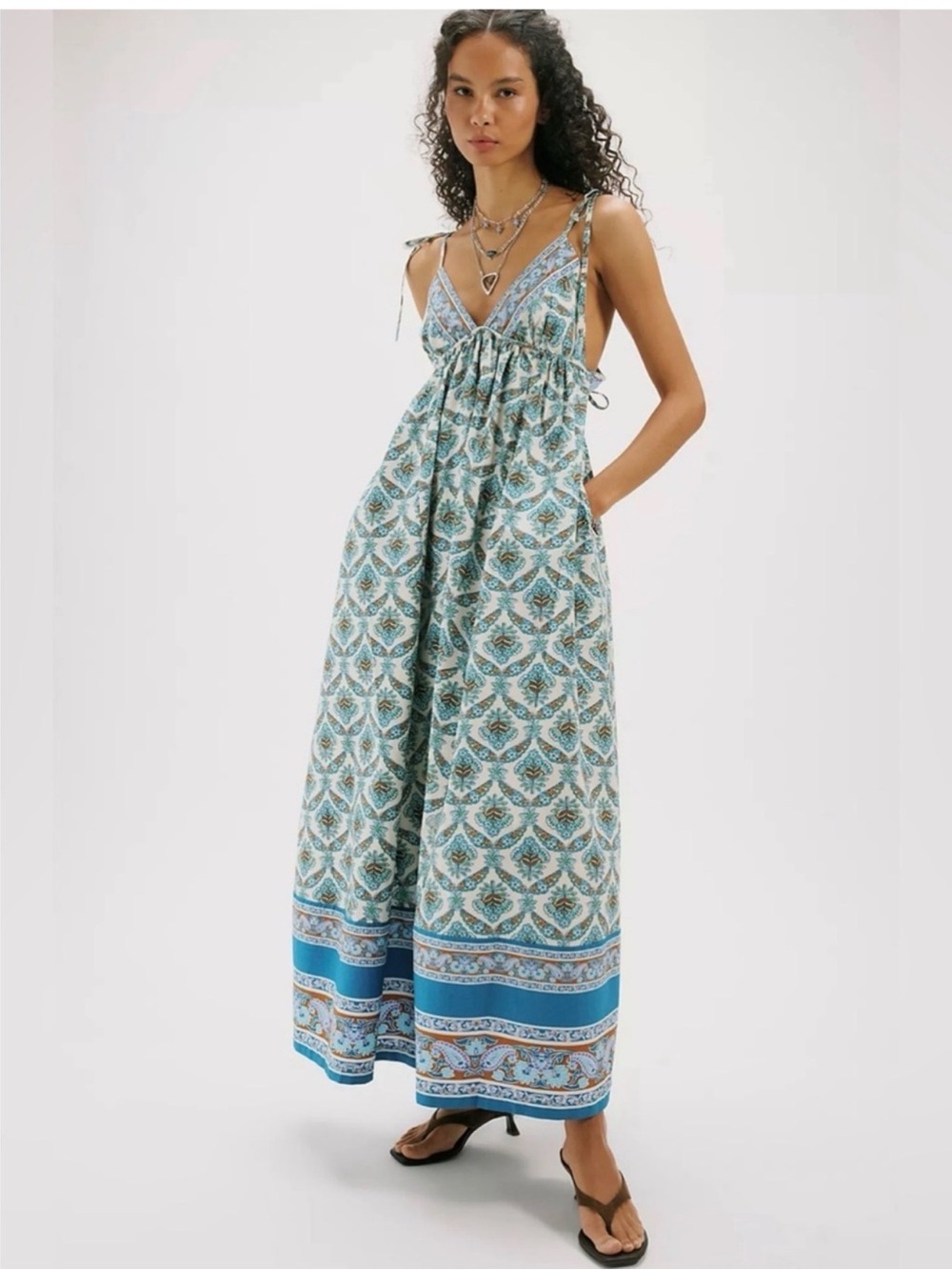 Free People Sorrento Stroll Print Maxi Dress NWT Size L /XL